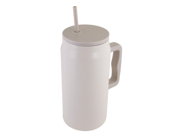 Thirst Quencher Stainless Steel Mug with Straw - 1500ml - Retail Therapy Online