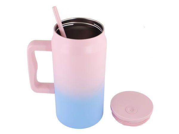 Thirst Quencher Stainless Steel Mug with Straw - 1500ml - Retail Therapy Online