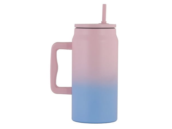 Thirst Quencher Stainless Steel Mug with Straw - 1500ml - Retail Therapy Online