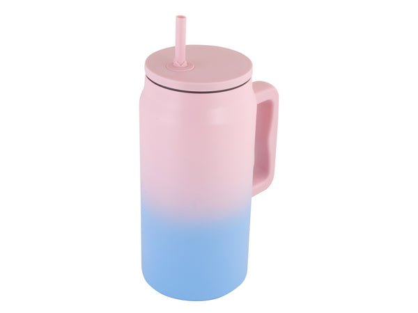 Thirst Quencher Stainless Steel Mug with Straw - 1500ml - Retail Therapy Online
