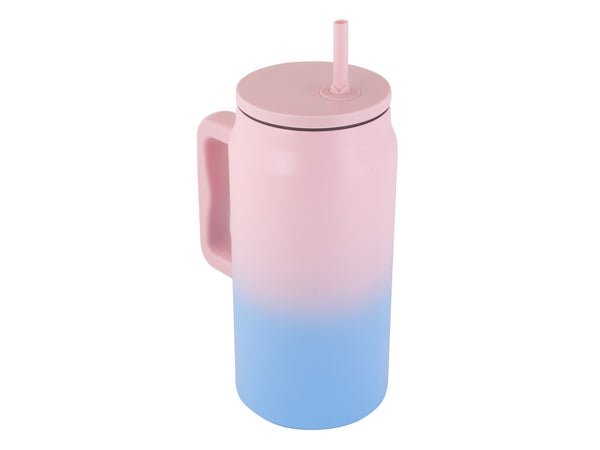 Thirst Quencher Stainless Steel Mug with Straw - 1500ml - Retail Therapy Online