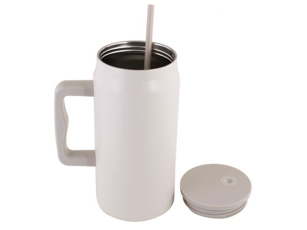 Thirst Quencher Stainless Steel Mug with Straw - 1500ml - Retail Therapy Online