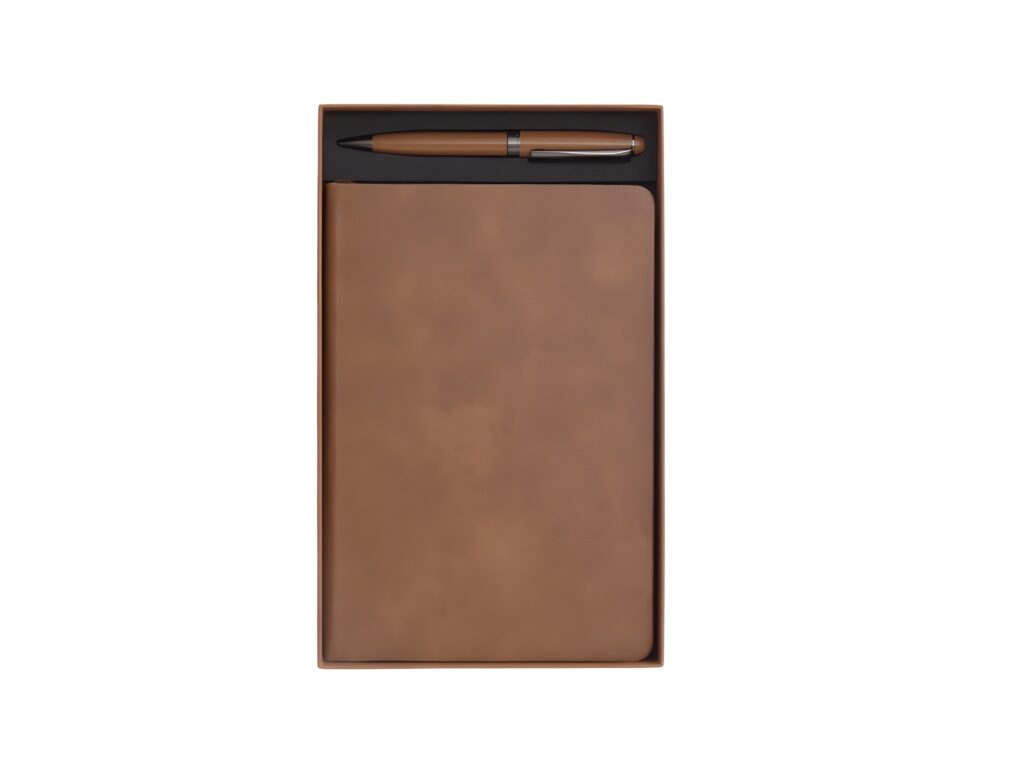 Vegan Leather Espresso A5 Notebook & Pen Set - Retail Therapy Online