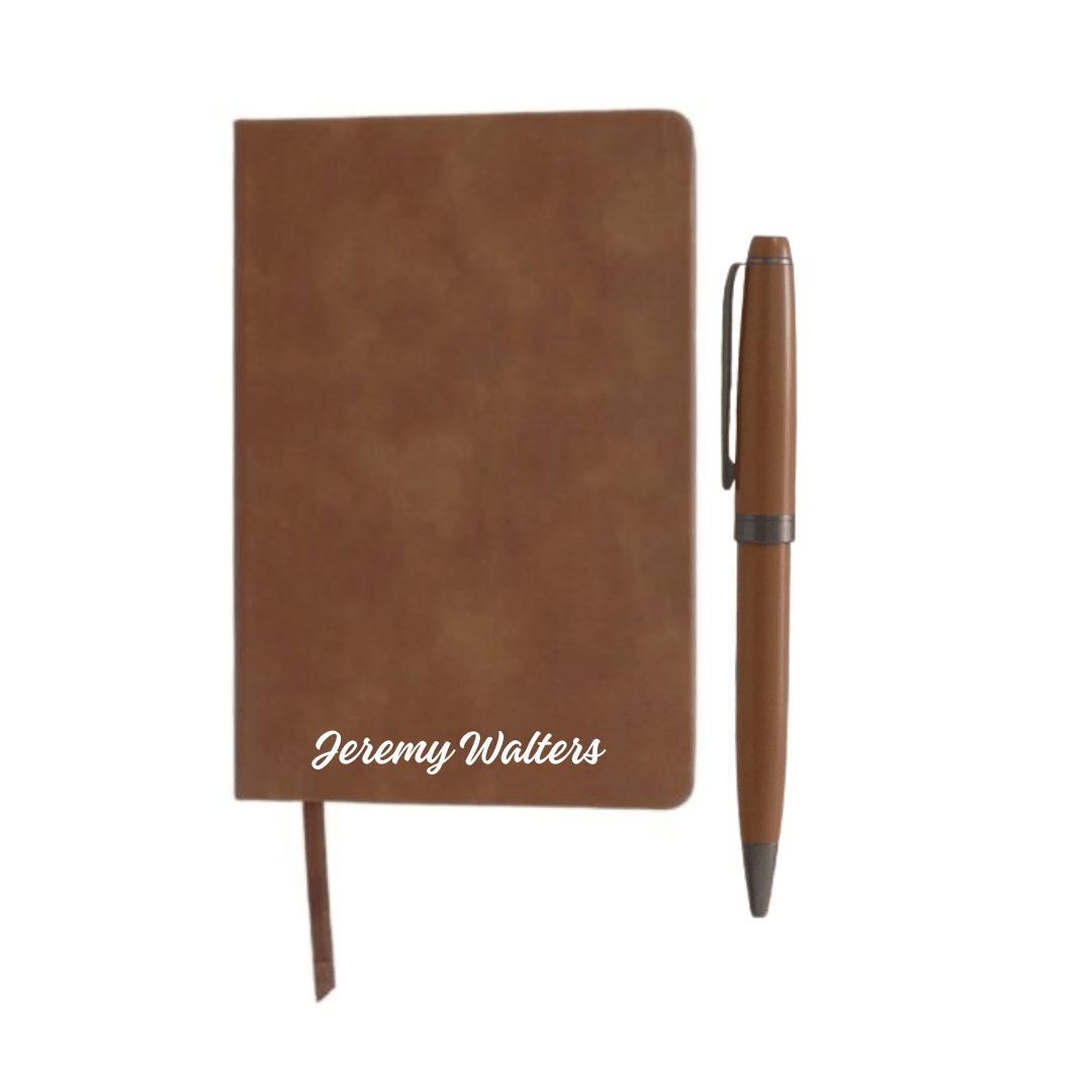 Vegan Leather Espresso A5 Notebook & Pen Set - Retail Therapy Online