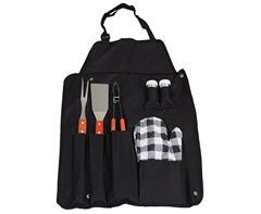 Wooden Braai Set Apron - Retail Therapy Online