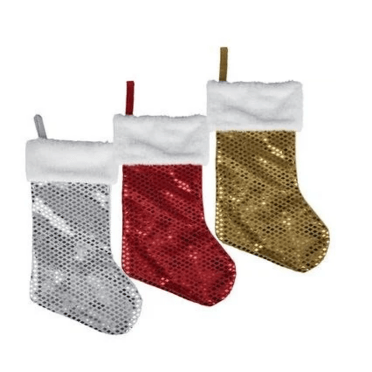 Xmas Festive Sequins Stocking - 40cm - Retail Therapy Online