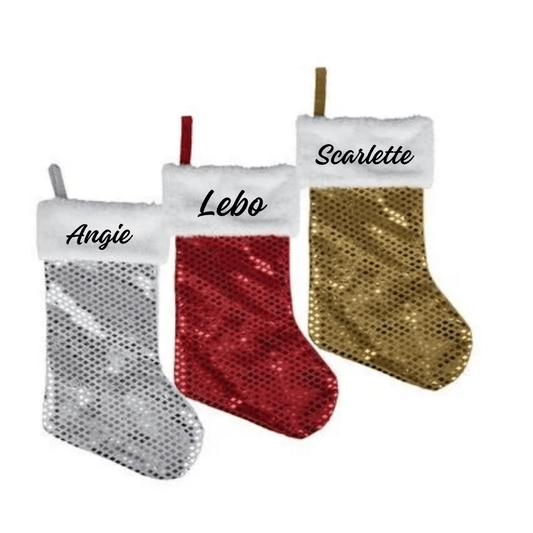 Xmas Festive Sequins Stocking - 40cm - Retail Therapy Online
