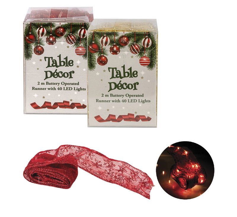 Xmas Table Runner with Lights - Retail Therapy Online