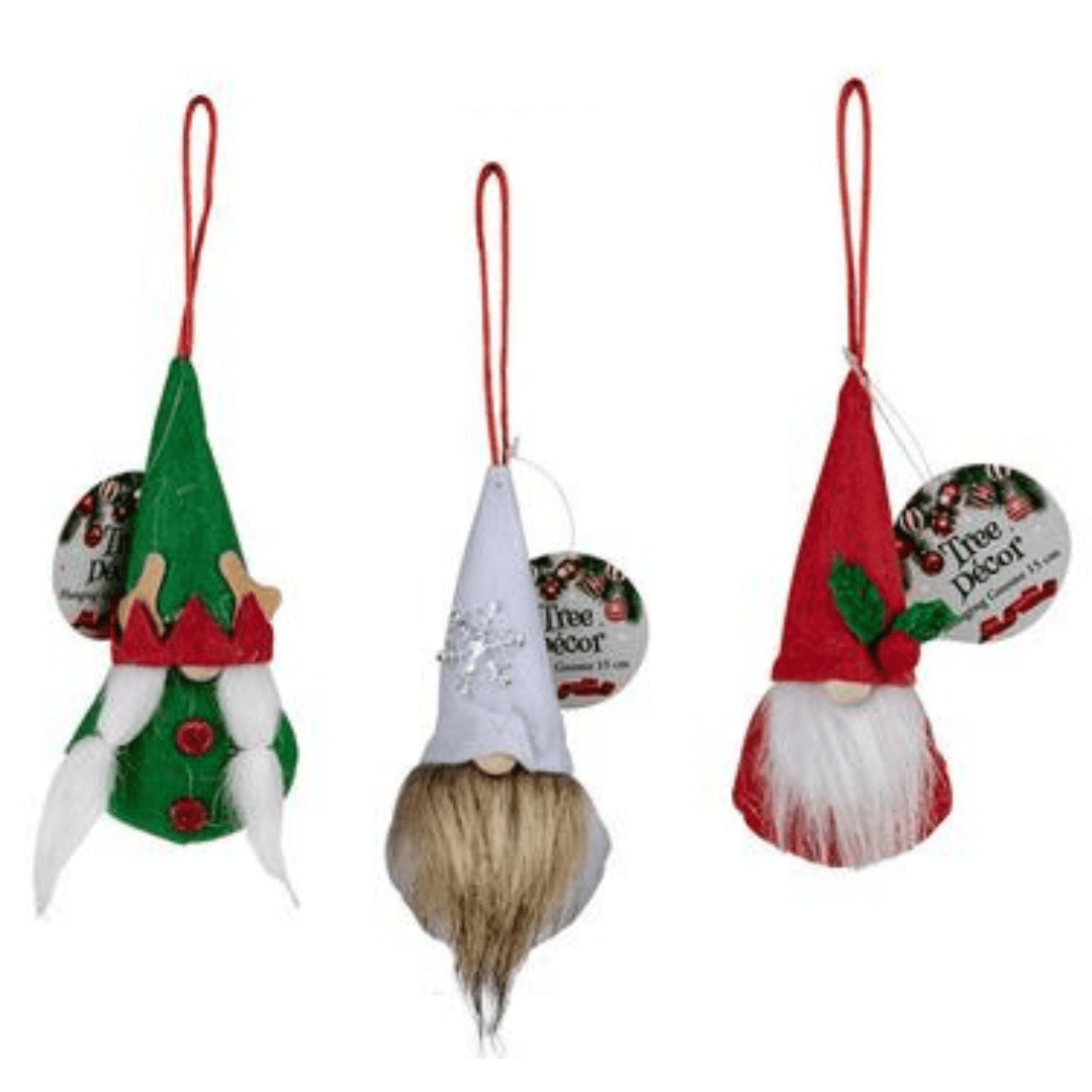 Xmas Tree Decor Hanging Gnome - 15cm - Retail Therapy Online